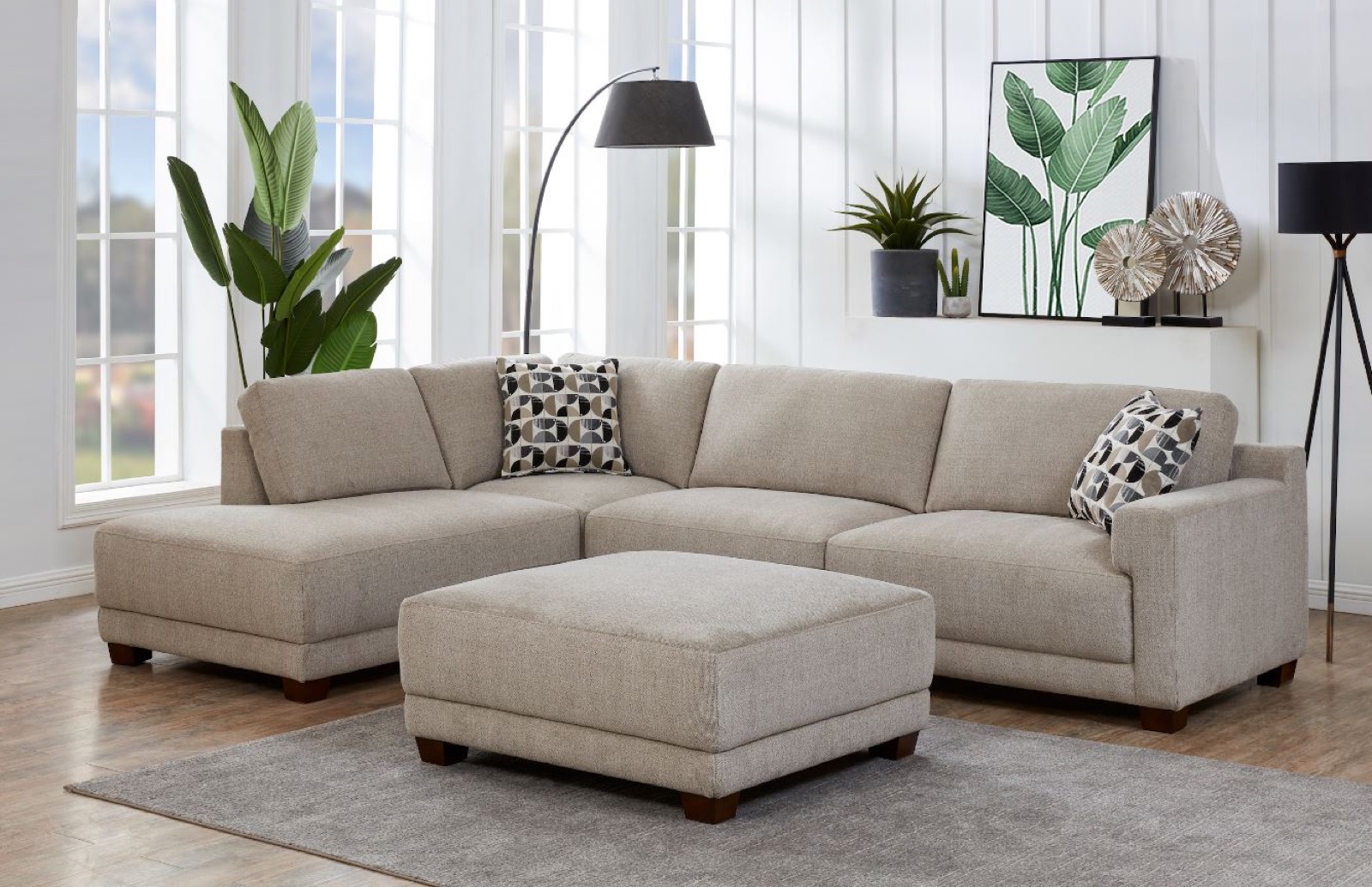 Raylin Fabric Sectional with Ottoman
