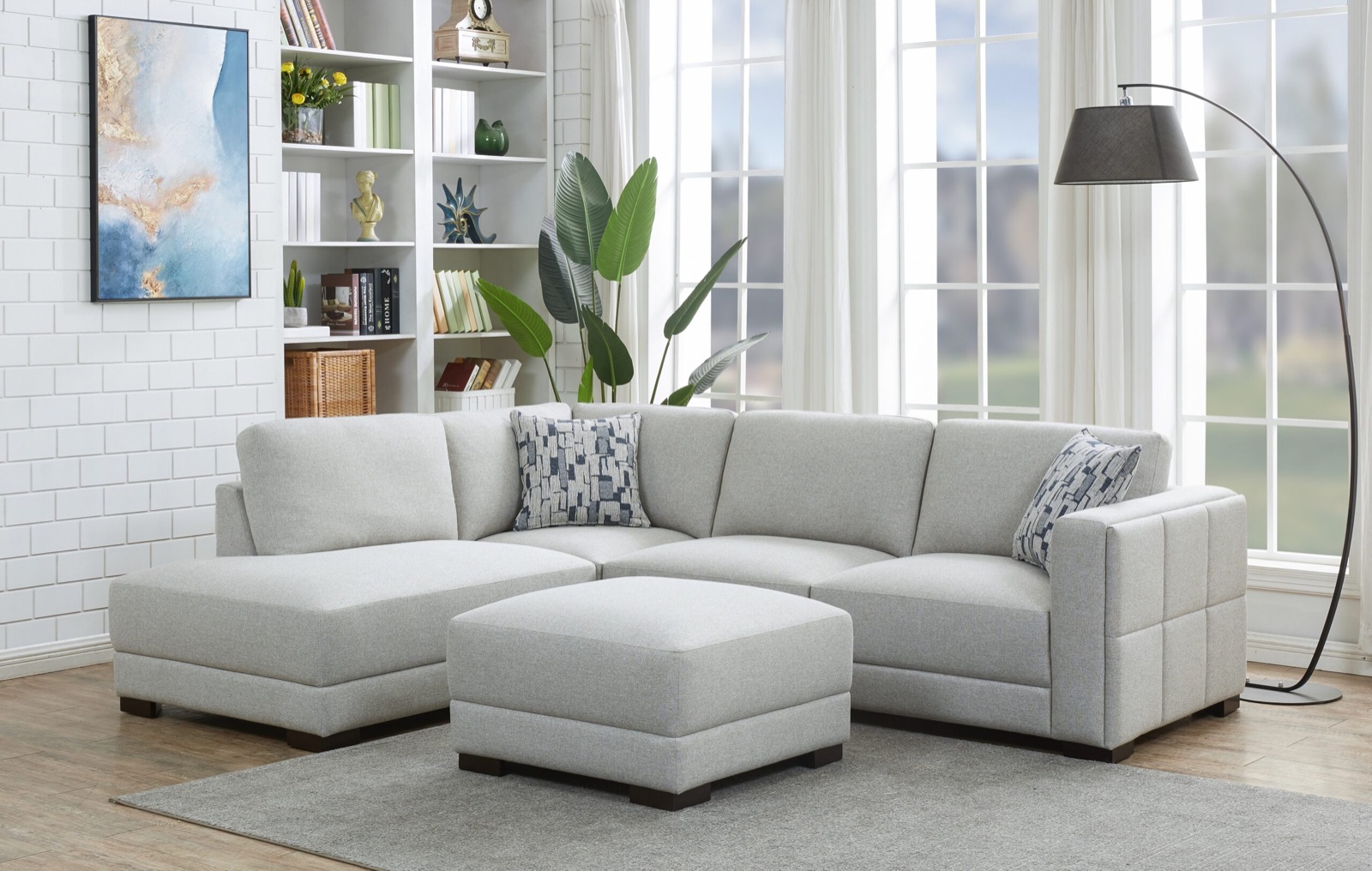 Drayden Bumper Chaise Sectional with Ottoman