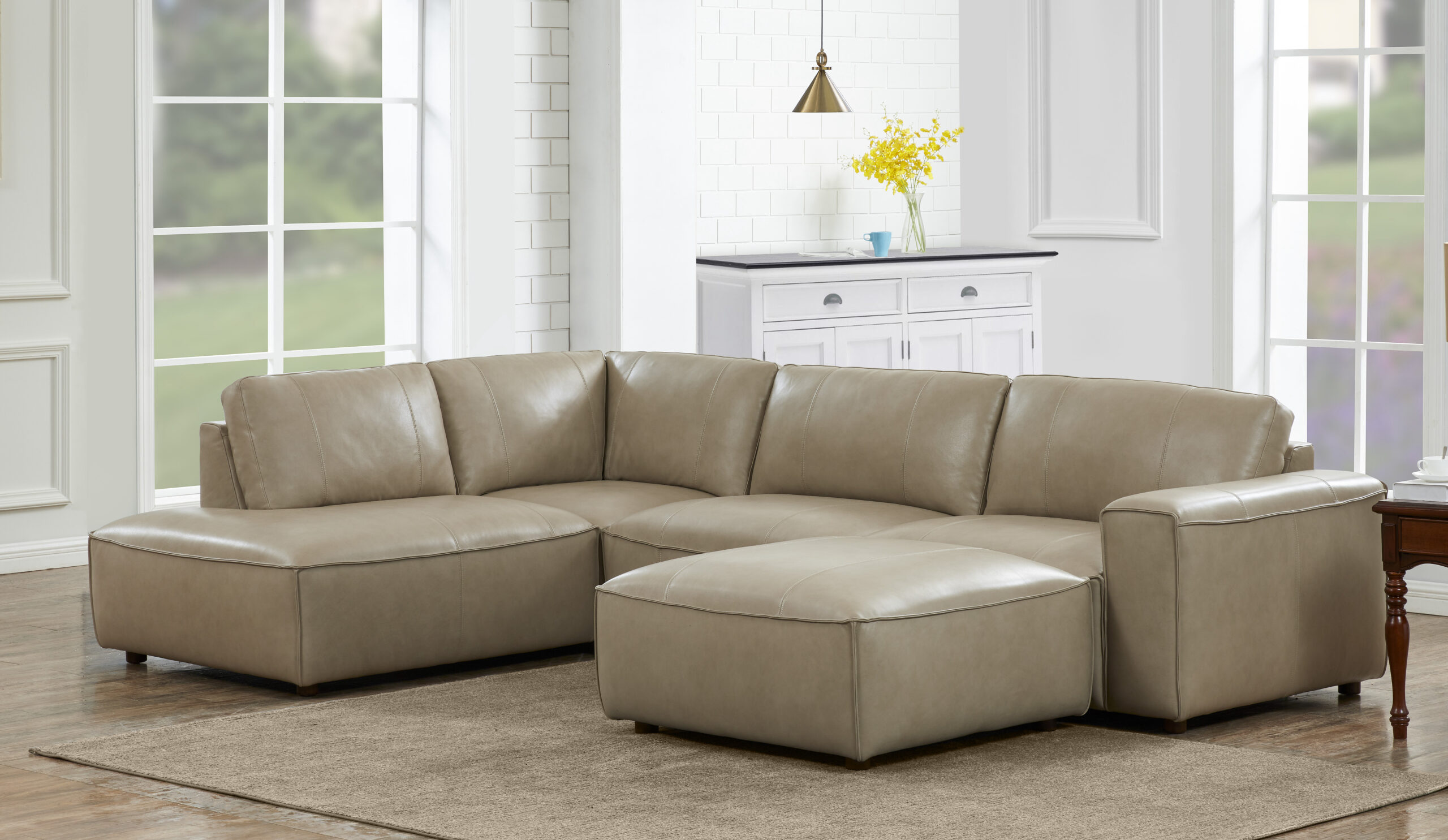 COVER Leather Sectional with Ottoman RAF 1549564